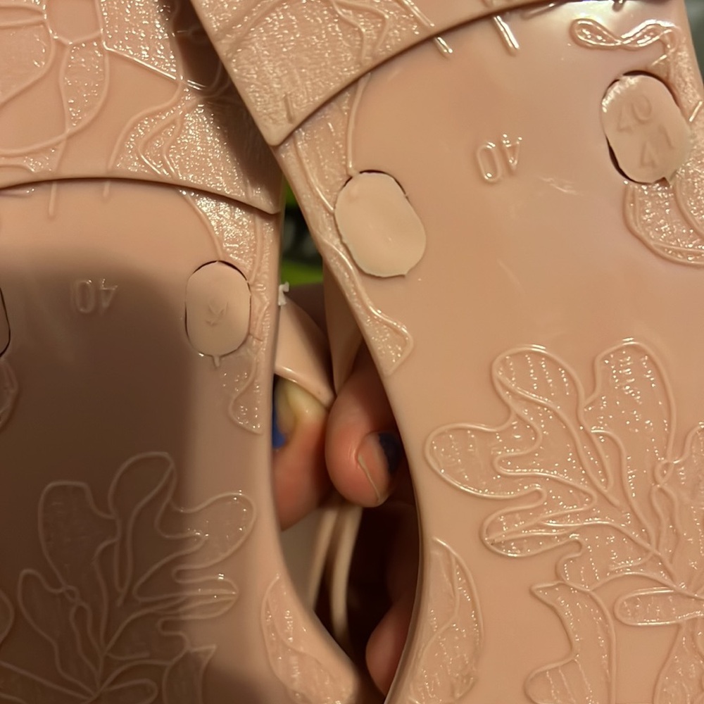NIB Nude Blush 3tier Bow Flip-Flops Sandals Beach Flat Rain Jelly Shoes (9) - Picture 4 of 4